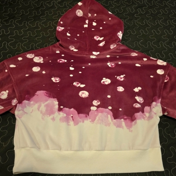 Justice Girl's Two toned Pullover Hoodie Velour Sweater Pink‎  Size 7/8 Small - Picture 5 of 5
